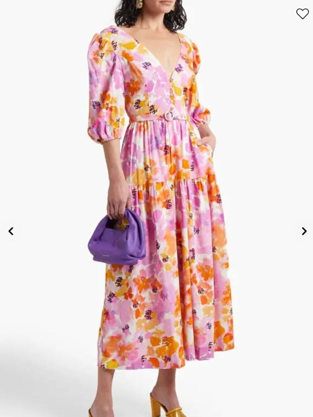 NICHOLAS Celie Floral Linen Blend Midi Dress Pink Orange Belted Size 8 - Picture 12 of 12
